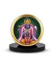 Car Dashboard/Table Top  Lord Vishnu Metal Golden Photo Stand  2x2 Inches, Compact & Stylish Spiritual Display For Car, Home & Office (Pack Of 1) (F24648)
