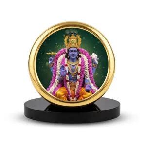 Car Dashboard/Table Top Lord Vishnu Metal Golden Photo Stand 2x2 Inches, Compact & Stylish Spiritual Display For Car, Home & Office (Pack Of 1) (F24648) Car Dashboard/Table Top Lord Vishnu Metal Golden Photo Stand 2x2 Inches, Compact & Stylish Spiritual Display For Car, Home & Office (Pack Of 1) (F24648)