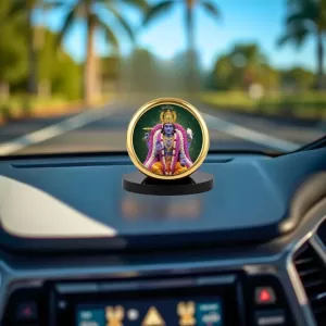 Car Dashboard/Table Top Lord Vishnu Metal Golden Photo Stand 2x2 Inches, Compact & Stylish Spiritual Display For Car, Home & Office (Pack Of 1) (F24648) Car Dashboard/Table Top Lord Vishnu Metal Golden Photo Stand 2x2 Inches, Compact & Stylish Spiritual Display For Car, Home & Office (Pack Of 1) (F24648)