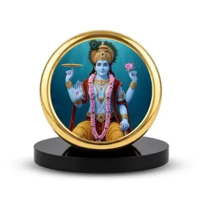Car Dashboard/Table Top Lord Vishnu Metal Golden Photo Stand 2x2 Inches, Compact & Stylish Spiritual Display For Car, Home & Office (Pack Of 1) (F24649) Car Dashboard/Table Top Lord Vishnu Metal Golden Photo Stand 2x2 Inches, Compact & Stylish Spiritual Display For Car, Home & Office (Pack Of 1) (F24649)