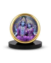 Car Dashboard/Table Top Divine Lakshmi And Narayana Metal Golden Photo Stand  2x2 Inches, Compact & Stylish Spiritual Display For Car, Home & Office (Pack Of 1) (F24651)