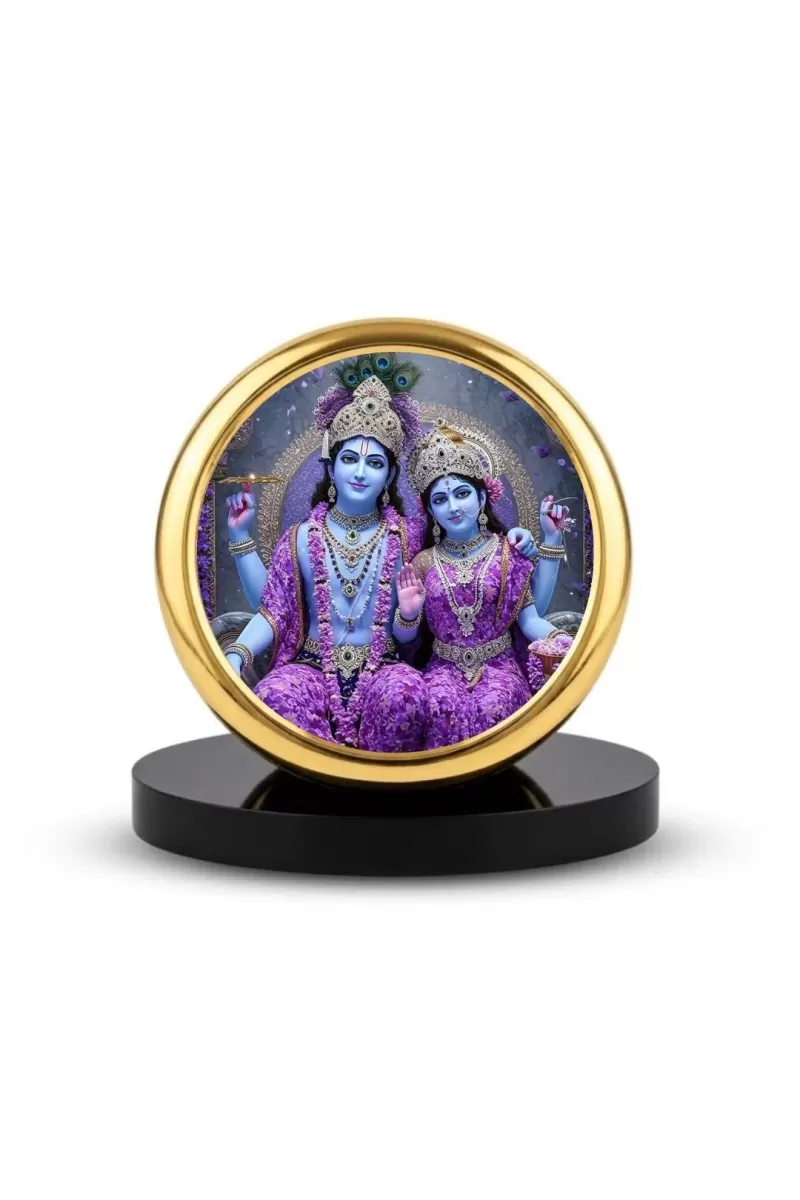 Car Dashboard/Table Top Divine Lakshmi And Narayana Metal Golden Photo Stand  2x2 Inches, Compact & Stylish Spiritual Display For Car, Home & Office (Pack Of 1) (F24651)