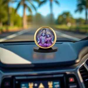 Car Dashboard/Table Top Divine Lakshmi And Narayana Metal Golden Photo Stand 2x2 Inches, Compact & Stylish Spiritual Display For Car, Home & Office (Pack Of 1) (F24651) Car Dashboard/Table Top Divine Lakshmi And Narayana Metal Golden Photo Stand 2x2 Inches, Compact & Stylish Spiritual Display For Car, Home & Office (Pack Of 1) (F24651)