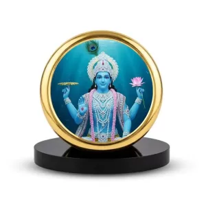 Car Dashboard/Table Top Lord Vishnu Metal Golden Photo Stand 2x2 Inches, Compact & Stylish Spiritual Display For Car, Home & Office (Pack Of 1) (F24653) Car Dashboard/Table Top Lord Vishnu Metal Golden Photo Stand 2x2 Inches, Compact & Stylish Spiritual Display For Car, Home & Office (Pack Of 1) (F24653)