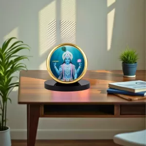 Car Dashboard/Table Top Lord Vishnu Metal Golden Photo Stand 2x2 Inches, Compact & Stylish Spiritual Display For Car, Home & Office (Pack Of 1) (F24653) Car Dashboard/Table Top Lord Vishnu Metal Golden Photo Stand 2x2 Inches, Compact & Stylish Spiritual Display For Car, Home & Office (Pack Of 1) (F24653)