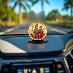 Car Dashboard/Table Top Laxmi Narayan Metal Golden Photo Stand 2x2 Inches, Compact & Stylish Spiritual Display For Car, Home & Office (Pack Of 1) (F24654) Car Dashboard/Table Top Laxmi Narayan Metal Golden Photo Stand 2x2 Inches, Compact & Stylish Spiritual Display For Car, Home & Office (Pack Of 1) (F24654)