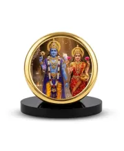 Car Dashboard/Table Top Laxmi Narayana Metal Golden Photo Stand  2x2 Inches, Compact & Stylish Spiritual Display For Car, Home & Office (Pack Of 1) (F24655)