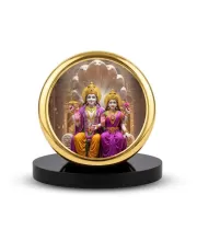 Car Dashboard/Table Top Laxmi Narayana Metal Golden Photo Stand  2x2 Inches, Compact & Stylish Spiritual Display For Car, Home & Office (Pack Of 1) (F24656)