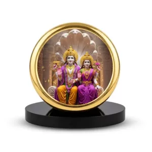 Car Dashboard/Table Top Laxmi Narayana Metal Golden Photo Stand 2x2 Inches, Compact & Stylish Spiritual Display For Car, Home & Office (Pack Of 1) (F24656) Car Dashboard/Table Top Laxmi Narayana Metal Golden Photo Stand 2x2 Inches, Compact & Stylish Spiritual Display For Car, Home & Office (Pack Of 1) (F24656)