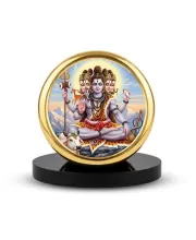 Car Dashboard/Table Top  Panchmukhi Shiva  Metal Golden Photo Stand  2x2 Inches, Compact & Stylish Spiritual Display For Car, Home & Office (Pack Of 1) (F24658)