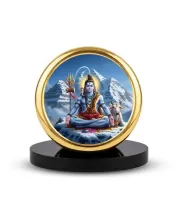 Car Dashboard/Table Top Lord Shiva Metal Golden Photo Stand  2x2 Inches, Compact & Stylish Spiritual Display For Car, Home & Office (Pack Of 1) (F24661)