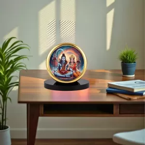 Car Dashboard/Table Top Shiv Parvati Metal Golden Photo Stand 2x2 Inches, Compact & Stylish Spiritual Display For Car, Home & Office (Pack Of 1) (F24662) Car Dashboard/Table Top Shiv Parvati Metal Golden Photo Stand 2x2 Inches, Compact & Stylish Spiritual Display For Car, Home & Office (Pack Of 1) (F24662)