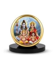 Car Dashboard/Table Top Shiv Parivar Metal Golden Photo Stand  2x2 Inches, Compact & Stylish Spiritual Display For Car, Home & Office (Pack Of 1) (F24663)