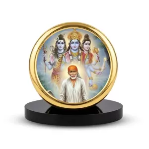 Car Dashboard/Table Top Shirdi Sai Baba And The Shiva Parivar Metal Golden Photo Stand 2x2 Inches, Compact & Stylish Spiritual Display For Car, Home & Office (Pack Of 1) (F24666) Car Dashboard/Table Top Shirdi Sai Baba And The Shiva Parivar Metal Golden Photo Stand 2x2 Inches, Compact & Stylish Spiritual Display For Car, Home & Office (Pack Of 1) (F24666)
