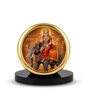Car Dashboard/Table Top  Gajalakshmi Metal Golden Photo Stand  2x2 Inches, Compact & Stylish Spiritual Display For Car, Home & Office (Pack Of 1) (F24669)