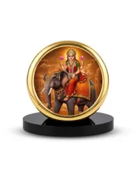 Car Dashboard/Table Top  Gajalakshmi Metal Golden Photo Stand  2x2 Inches, Compact & Stylish Spiritual Display For Car, Home & Office (Pack Of 1) (F24669)