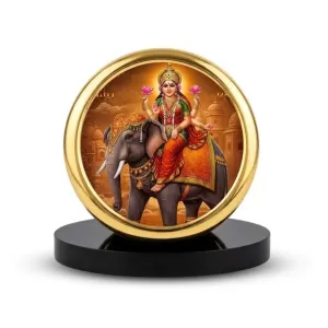 Car Dashboard/Table Top Gajalakshmi Metal Golden Photo Stand 2x2 Inches, Compact & Stylish Spiritual Display For Car, Home & Office (Pack Of 1) (F24669) Car Dashboard/Table Top Gajalakshmi Metal Golden Photo Stand 2x2 Inches, Compact & Stylish Spiritual Display For Car, Home & Office (Pack Of 1) (F24669)