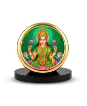 Car Dashboard/Table Top Goddess Lakshmi Metal Golden Photo Stand  2x2 Inches, Compact & Stylish Spiritual Display For Car, Home & Office (Pack Of 1) (F24671)