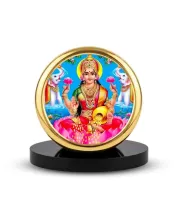 Car Dashboard/Table Top Goddess Lakshmi Metal Golden Photo Stand  2x2 Inches, Compact & Stylish Spiritual Display For Car, Home & Office (Pack Of 1) (F24673)