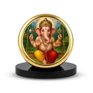 Car Dashboard/Table Top Lord Ganesha Metal Golden Photo Stand 2x2 Inches, Compact & Stylish Spiritual Display For Car, Home & Office (Pack Of 1) (F24675) Car Dashboard/Table Top Lord Ganesha Metal Golden Photo Stand 2x2 Inches, Compact & Stylish Spiritual Display For Car, Home & Office (Pack Of 1) (F24675)