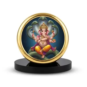 Car Dashboard/Table Top Lord Ganesha Metal Golden Photo Stand 2x2 Inches, Compact & Stylish Spiritual Display For Car, Home & Office (Pack Of 1) (F24676) Car Dashboard/Table Top Lord Ganesha Metal Golden Photo Stand 2x2 Inches, Compact & Stylish Spiritual Display For Car, Home & Office (Pack Of 1) (F24676)