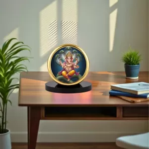 Car Dashboard/Table Top Lord Ganesha Metal Golden Photo Stand 2x2 Inches, Compact & Stylish Spiritual Display For Car, Home & Office (Pack Of 1) (F24676) Car Dashboard/Table Top Lord Ganesha Metal Golden Photo Stand 2x2 Inches, Compact & Stylish Spiritual Display For Car, Home & Office (Pack Of 1) (F24676)