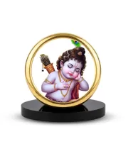Car Dashboard/Table Top Bal Krishna Metal Golden Photo Stand  2x2 Inches, Compact & Stylish Spiritual Display For Car, Home & Office (Pack Of 1) (F24680)