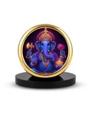 Car Dashboard/Table Top Lord Ganesha Metal Golden Photo Stand  2x2 Inches, Compact & Stylish Spiritual Display For Car, Home & Office (Pack Of 1) (F24681)
