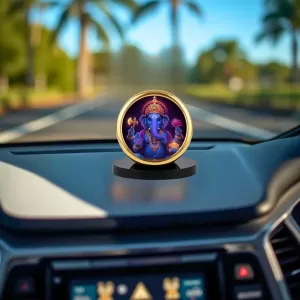 Car Dashboard/Table Top Lord Ganesha Metal Golden Photo Stand 2x2 Inches, Compact & Stylish Spiritual Display For Car, Home & Office (Pack Of 1) (F24681) Car Dashboard/Table Top Lord Ganesha Metal Golden Photo Stand 2x2 Inches, Compact & Stylish Spiritual Display For Car, Home & Office (Pack Of 1) (F24681)