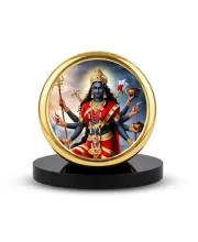 Car Dashboard/Table Top Maa Kali  Metal Golden Photo Stand  2x2 Inches, Compact & Stylish Spiritual Display For Car, Home & Office (Pack Of 1) (F24694)
