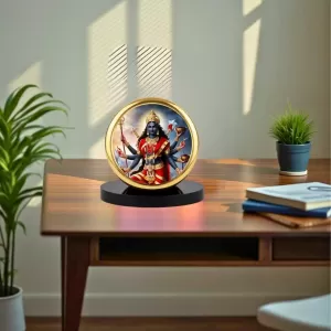 Car Dashboard/Table Top Maa Kali  Metal Golden Photo Stand  2x2 Inches, Compact & Stylish Spiritual Display For Car, Home & Office (Pack Of 1) (F24694)