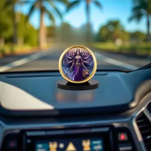 Car Dashboard/Table Top Goddess Durga Metal Golden Photo Stand 2x2 Inches, Compact & Stylish Spiritual Display For Car, Home & Office (Pack Of 1) (F24695) Car Dashboard/Table Top Goddess Durga Metal Golden Photo Stand 2x2 Inches, Compact & Stylish Spiritual Display For Car, Home & Office (Pack Of 1) (F24695)