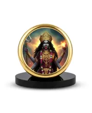 Car Dashboard/Table Top Maa Kali Metal Golden Photo Stand  2x2 Inches, Compact & Stylish Spiritual Display For Car, Home & Office (Pack Of 1) (F24696)