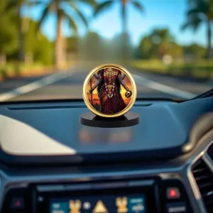 Car Dashboard/Table Top Maa Kali Metal Golden Photo Stand  2x2 Inches, Compact & Stylish Spiritual Display For Car, Home & Office (Pack Of 1) (F24696)