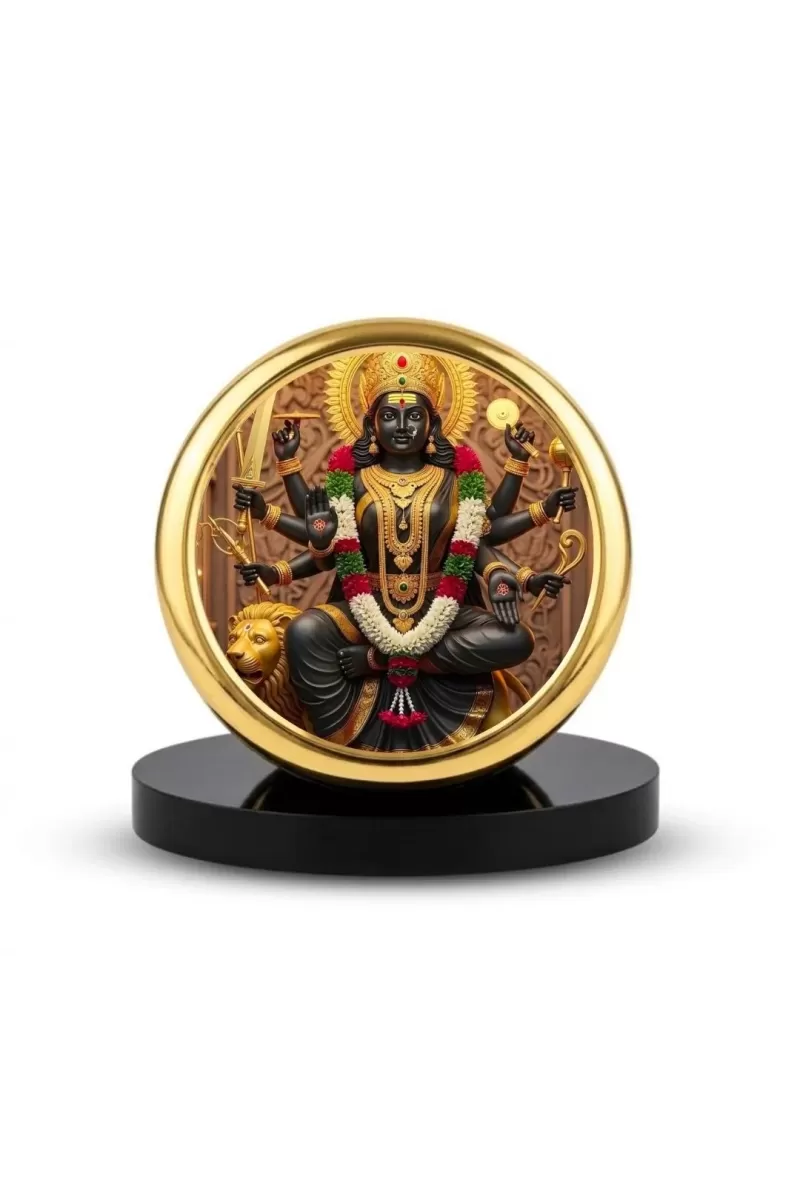 Car Dashboard/Table Top Kali Mata  Metal Golden Photo Stand  2x2 Inches, Compact & Stylish Spiritual Display For Car, Home & Office (Pack Of 1) (F24698)