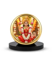 Car Dashboard/Table Top  Goddess Lakshmi Metal Golden Photo Stand  2x2 Inches, Compact & Stylish Spiritual Display For Car, Home & Office (Pack Of 1) (F24702)