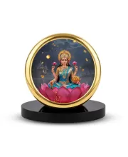 Car Dashboard/Table Top  Goddess Lakshmi Metal Golden Photo Stand  2x2 Inches, Compact & Stylish Spiritual Display For Car, Home & Office (Pack Of 1) (F24701)