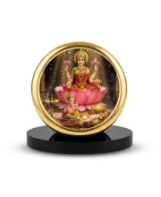 Car Dashboard/Table Top  Goddess Lakshmi Lord Ganesh Metal Golden Photo Stand  2x2 Inches, Compact & Stylish Spiritual Display For Car, Home & Office (Pack Of 1) (F24704)