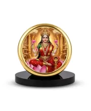 Car Dashboard/Table Top  Goddess Lakshmi Metal Golden Photo Stand  2x2 Inches, Compact & Stylish Spiritual Display For Car, Home & Office (Pack Of 1) (F24705)