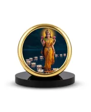 Car Dashboard/Table Top  Goddess Lakshmi Metal Golden Photo Stand  2x2 Inches, Compact & Stylish Spiritual Display For Car, Home & Office (Pack Of 1) (F24707)