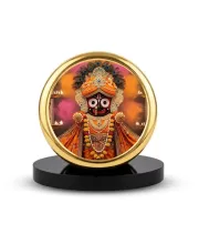 Car Dashboard/Table Top Jay Jagannath Metal Golden Photo Stand  2x2 Inches, Compact & Stylish Spiritual Display For Car, Home & Office (Pack Of 1) (F24708)