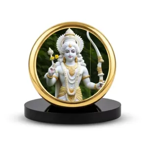 Car Dashboard/Table Top Lord Ram Metal Golden Photo Stand  2x2 Inches, Compact & Stylish Spiritual Display For Car, Home & Office (Pack Of 1) (F24709)
