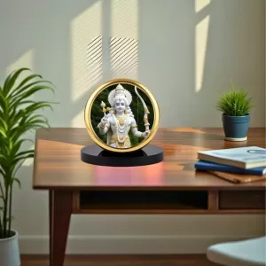 Car Dashboard/Table Top Lord Ram Metal Golden Photo Stand  2x2 Inches, Compact & Stylish Spiritual Display For Car, Home & Office (Pack Of 1) (F24709)