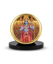 Car Dashboard/Table Top Lord Ram Metal Golden Photo Stand  2x2 Inches, Compact & Stylish Spiritual Display For Car, Home & Office (Pack Of 1) (F24710)