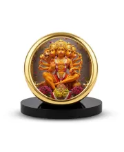 Car Dashboard/Table Top Panchmukhi Hanuman Metal Golden Photo Stand  2x2 Inches, Compact & Stylish Spiritual Display For Car, Home & Office (Pack Of 1) (F24711)