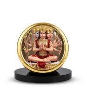 Car Dashboard/Table Top Panchmukhi Hanuman Metal Golden Photo Stand  2x2 Inches, Compact & Stylish Spiritual Display For Car, Home & Office (Pack Of 1) (F24712)