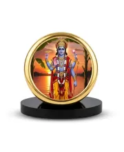 Car Dashboard/Table Top  Vishnu Narayan Hari Metal Golden Photo Stand  2x2 Inches, Compact & Stylish Spiritual Display For Car, Home & Office (Pack Of 1) (F24713)
