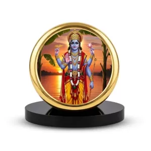 Car Dashboard/Table Top Vishnu Narayan Hari Metal Golden Photo Stand 2x2 Inches, Compact & Stylish Spiritual Display For Car, Home & Office (Pack Of 1) (F24713) Car Dashboard/Table Top Vishnu Narayan Hari Metal Golden Photo Stand 2x2 Inches, Compact & Stylish Spiritual Display For Car, Home & Office (Pack Of 1) (F24713)