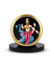 Car Dashboard/Table Top Lord Vishwakarma Metal Golden Photo Stand  2x2 Inches, Compact & Stylish Spiritual Display For Car, Home & Office (Pack Of 1) (F24714)