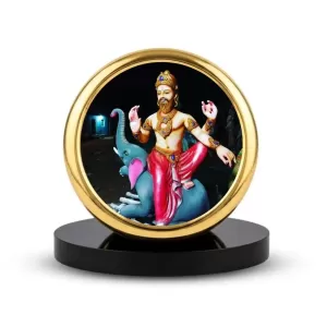Car Dashboard/Table Top Lord Vishwakarma Metal Golden Photo Stand  2x2 Inches, Compact & Stylish Spiritual Display For Car, Home & Office (Pack Of 1) (F24714)